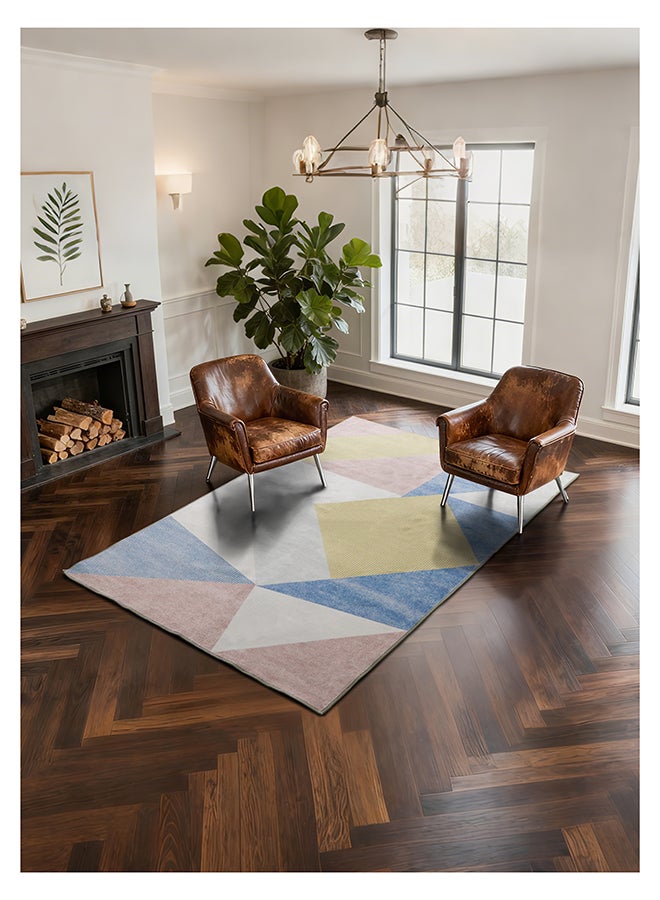 Noon East Carpet Rug Anti-Slip-  Size- 183 x 275 cm - 6x9 ft | Geometric Boho Design | Color- Dusty Pink Multi| Ideal as Carpets for Living room, Bedroom & Office - Image 3